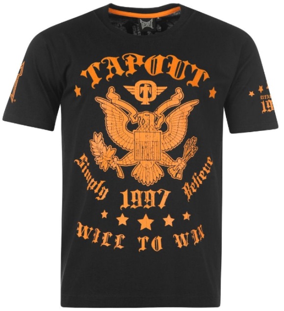 COD. TS-10_ T-shirt TAPOUT Nera-arancio